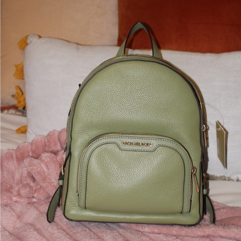 Michael Kors Light Sage Leather Backpack